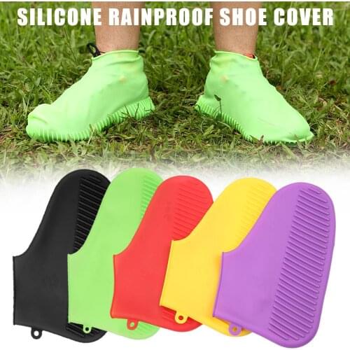 1 Pair Reusable Waterproof Rain Shoes Covers Slip-resistant Rubber Rain Boot Overshoes Unisex Outdoor Cycling Sport Shoe Cover