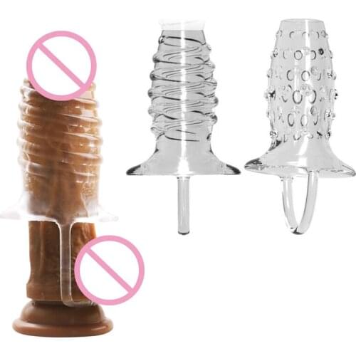 Penis cover Reusable Penis Sleeve Flexible Glans Penis Enlarger Extender Delay Ejaculation Cock Ring Sleeve Sex Toys For Men 18
