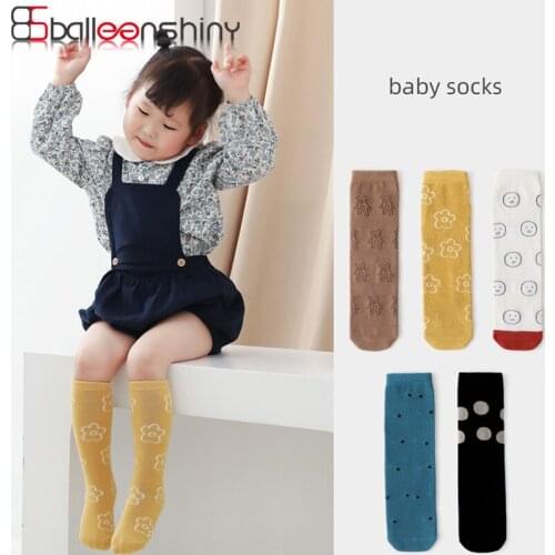 Balleenshiny Cartoon Bear Flower Kids Socks Infant Toddlers Baby Girls Sock Knee High Long Soft Cotton Baby Socks Accessories