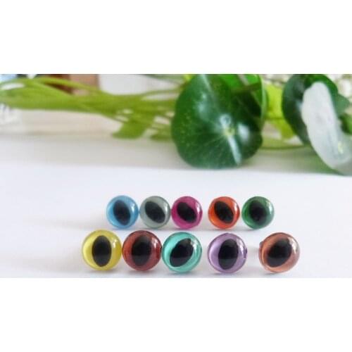 40pcs-- 7.5/9mm/10.5mm/12mm/13.5mm/15mm/16/18mm handcraft paint smooth stem plastic toy cat eyes & meteal washer-color option