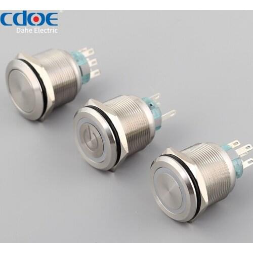 25mm metal push button switch waterproof with light DPDT on-off push button