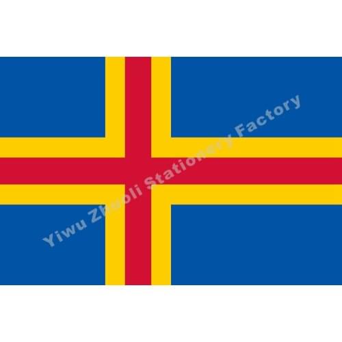 Finland Aland Islands Flag 150X90cm (3x5FT) 120g 100D Polyester Double Stitched High Quality Banner Free Shipping