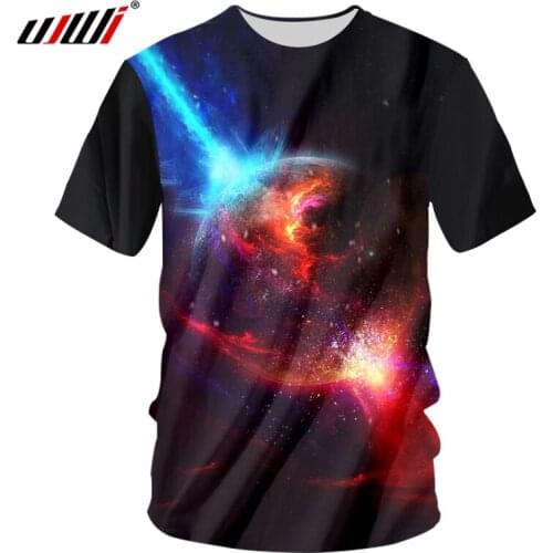 UJWI Casual Tshirts 2018 Summer Top Men 3d Cool Print Galaxy Space Universe T-shirts Hombre Short Sleeve Loose Tee Unisex Shirts