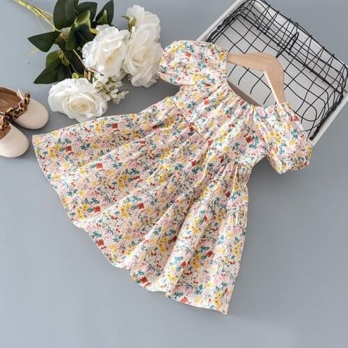 Gooporson Fashion Korean Summer Flower Girls Dresses Boe Tie Backless Short Sleeve Princess Dress Party Costume Kids Clothes