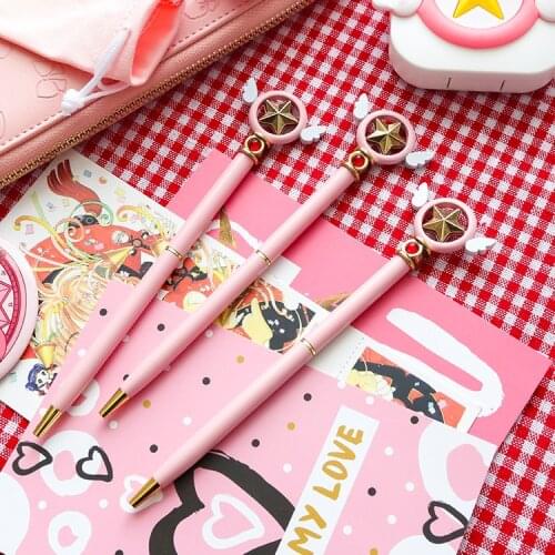 Kawaii Ball Pens Ballpen Fashion Magic Staff Cardcaptor Sakura Ballpoint Pens Pens For School Stationery Office Supplies
