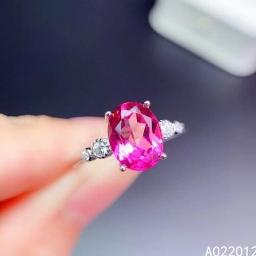 KJJEAXCMY fine jewelry natural pink topaz 925 sterling silver trendy girl new adjustable gemstone ring support test