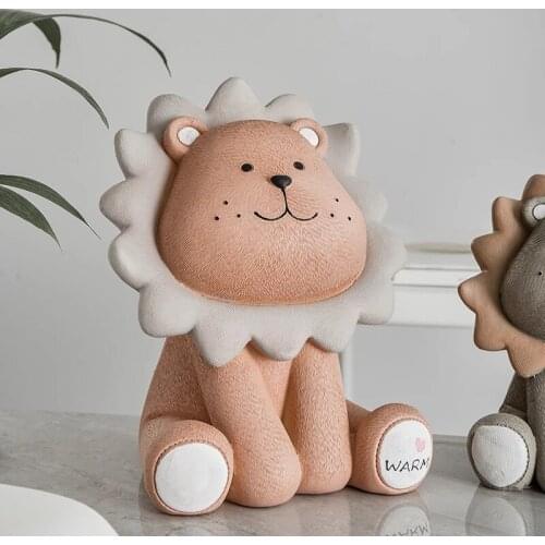 Lion Money Box Cartoon Cute Creative Coin Bank Child Piggy Bank Kindergarten Adorable Gift Saving Box Animal Figurines
