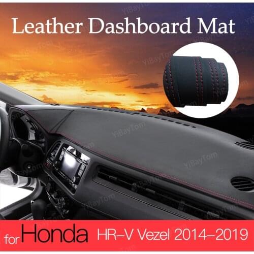 Leahter Anti-Slip Anti-UV Mat Dashboard Cover Pad Dashmat Protect Carpet for Honda HR-V Vezel 2014-2019 HRV HR V Accessories