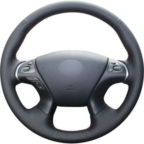 For Infiniti JX35 M35 M25 M56 Q70 QX60 Nissan Murano Pathfinder Top Leather Steering Wheel Hand-stitch on Wrap Cover