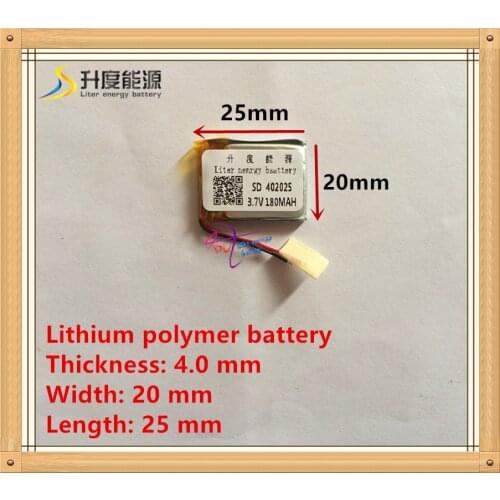 3.7V lithium polymer battery 402025 042025 180mah MP3 MP4 MP5 battery
