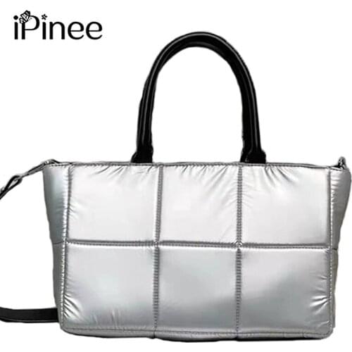IPinee Fashion Space Padded Women Handbags Designer Quilted Shoulder Bag Luxury Nylon Down Shoulder Messenger Bag
