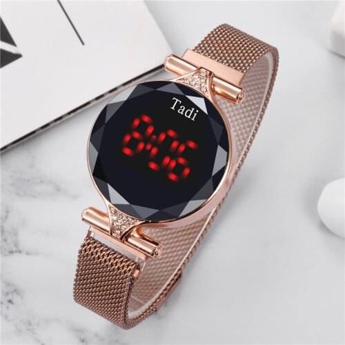 Fashion Women Electronic Sports Watch LED Watch Lady Wristwatch Alloy Mesh Watch Female Gifts Clock