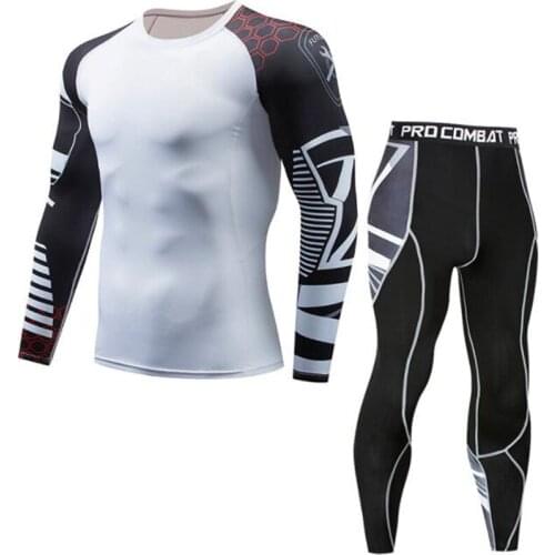 Motorcycle Jacket Moto Men Tight Long Sleeve T-Shirt + Pants Compression Sport Running Set Motorbike Quick Dry Base Layer Suit