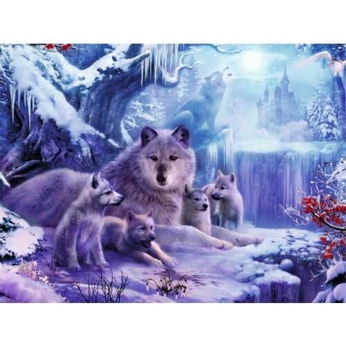 Wolf Animal Pre-Printed 11CT Cross-Stitch Embroidery Complete Kit DMC Threads Handiwork Craft Knitting Handicraft Needle