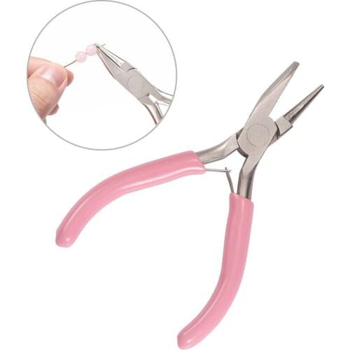 Pink Handle Nickel Iron Single Section round Concave Pliers DIY Handmade Jewelry Accessories Jewelry Making Hardware Tools