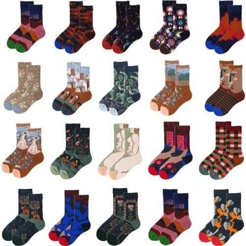 New Design Sock Men Autumn Winter Scrawl Portrait Unisex Crew Individuality Harajuku Colorful Creativity Trend Casual Socks Lady