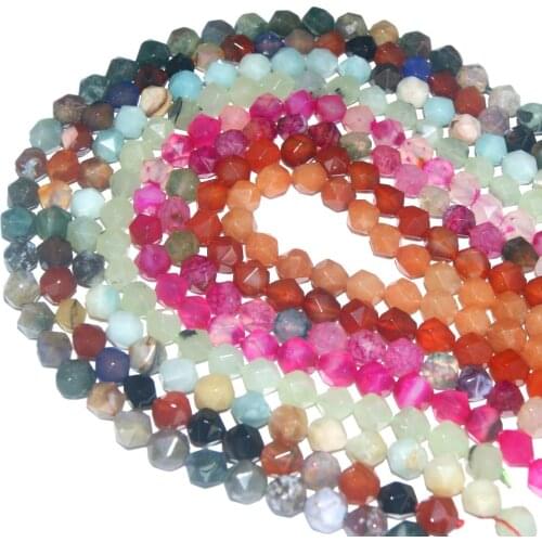 Wholesale Big Faceted Natural Stone Pink Quartz Agates Turquoises Beads 6/8/10 MM For Jewelry Making Charm DIY Necklace Material