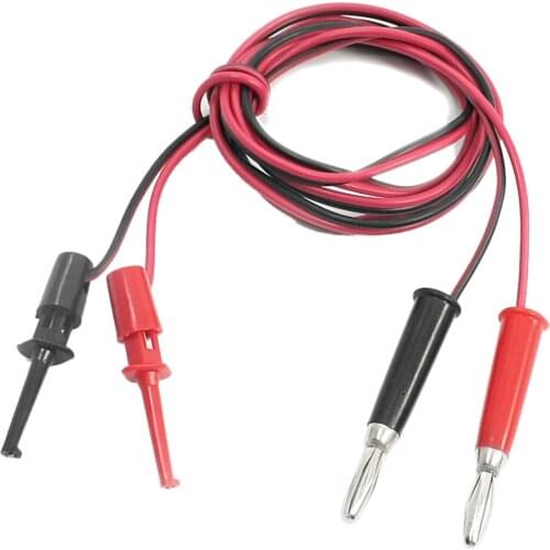 Pair Test Hook Clip to Straight Banana Plug Connector Lead Cable 1M New