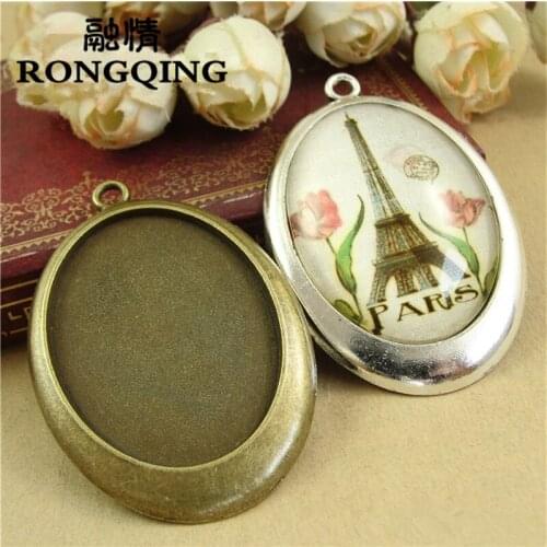RONGQING 40*30MM 20pcs/lot fine Retro Necklace Tray Cabochon Base Setting DIY Accessories Wholesale Craft