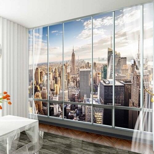 Beibehang Custom Wallpapers 3D Stereo Mural Modern Virtual Window Living Sofa Bed Bedroom New York Background