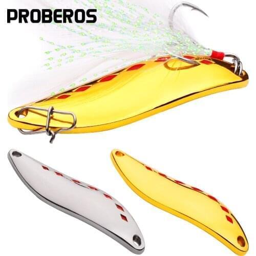 PROBEROS 10pcs/lot Spoon Lure 4.4cm-6.5cm Fishing Lure Gold/Silver Color Fishing Bait 5G-28G with 2#-10# Hooks Fishing Tackle