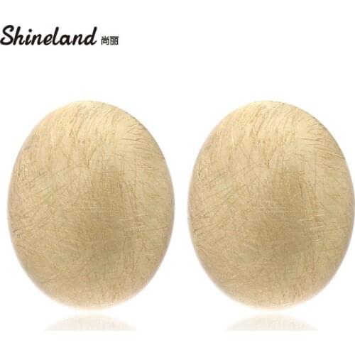 Shineland New Arrival 2020 Women Trendy bijoux- Wire Drawing Stud Earrings Charm Big Oval Hollow Ear Earring Friendship Gift