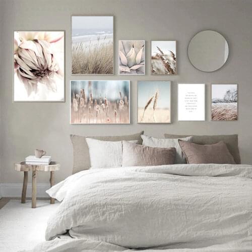 Scandinavian Canvas Print Reed Grass Sea Landscape Poster Nature Scenery Wall Art Picture Painting Nordic Style Home Room Decor