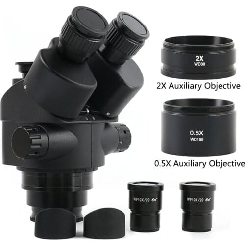 Simul Focal 3.5-90X Continuous Zoom Trinocular Stereo Microscope Head WF10X-20 Eyepiece Rubber Eye-guards