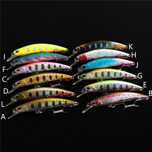 TSURINOYA 12PCS NEW Fishing Lure DW75 Sinking Minnow Jerkbait Wobbler 70mm Minnow Hard Bait Freshwater Bass Trout Lure Swimbait