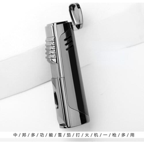 Windproof Straight Spray Gun Cigar Welding Torch Kitchen Baking Metal Inflatable Lighter Smoking Accessories for Weed Cool gift