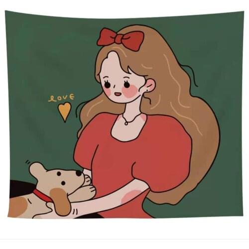 Hanging Cloth Kawaii Room Decor Witchcraft Background Wall Printing Girl Heart Simple Personalized Cloths Decorative Tapestry