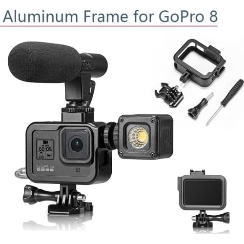 Housing Case Cover Shell Protector for Gopro Hero 8 Aluminum Alloy Protective Frame Action Camera Accessories with Base Screw