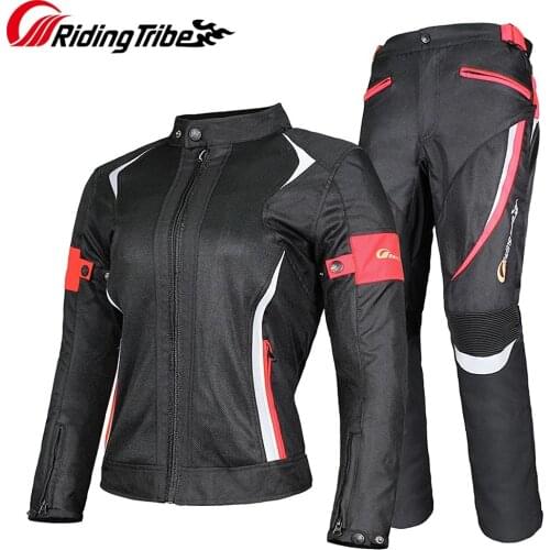 Women Motorcycle Jacket Pants Lady Riding Motorbike Protective Coat Trousers Sets Reflective Anti-collision Cycling Clothes Suit