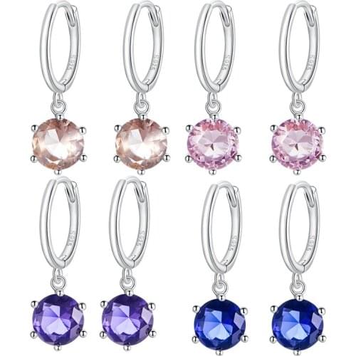 Bisaer Authentic 925 Sterling Silver Dazzling Water Drop Earrings For Women Wedding Simple Earrings Luxury Jewelry ECE1020