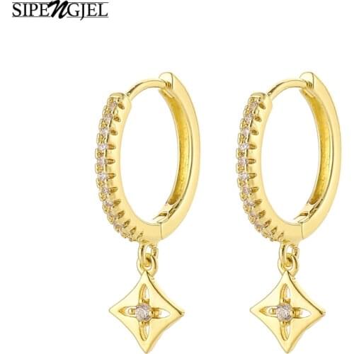 Fashion mosaic cubic zircon small Geometric Hoop Earrings cute small pendant hoop Earrings For Women Fashion Jewelry 2020