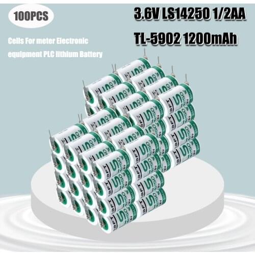 100pcs/lot New Original SAFT LS 14250 LS14250 14250 3.6V 1/2 AA 1/2AA primary battery LS14250 PLC Lithium Battery With Pins