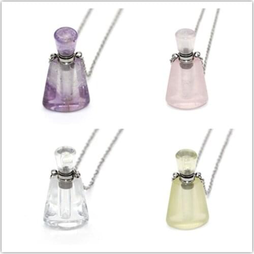 100-Unique 1 Pcs Stainless Steel Perfume Bottle Many Style Quartz Crystal Pendant Essential Oil Necklace Elegant Women Jewerlry