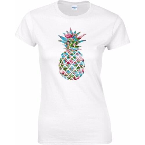 2019 Summer T-Shirt Shirt 100% Cotton T-shirt Flamingo Pineapple Womens Tee shirt Fashion Tropical Fruit Top Musical Shirt