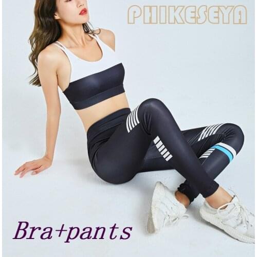 2020 Womens Seamless Yoga Sest Sportswear Fitness Bra Sports Suits Patchwork High Waist Running Leggings Workout Pants