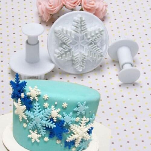 3pcs Christmas Snowflake Plunger Cutter Mold Snowflake Fondant Cake Sugarcraft Decor Cookie ToolsTools