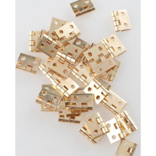 30pcs Pure Cupper Mini Hinge Cabinet Drawer 4 Holes Butt Hinge Jewelry Small Gift Wooden Box DIY Basteln Decoration Accessories
