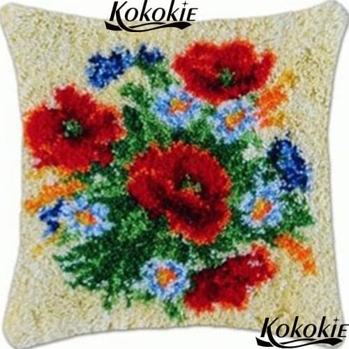 3d embroidery flower carpet latch hook rug kits diy cushion mat Cross Stitch Needlework set Patchwork Pillowcase