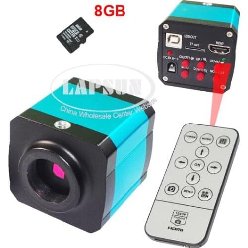 8GB TF Card + 14MP 1080P CMOS HDMI HD USB Output Industry PCB Soldering C-mount Microscope Video DVR Camera + Remote Control