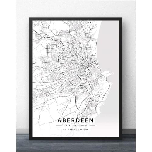 Aberdeen Birmingham Bolton Bournemouth Bradford Brighton Bristol Cambridge Cardiff Chester United Kingdom Map Poster