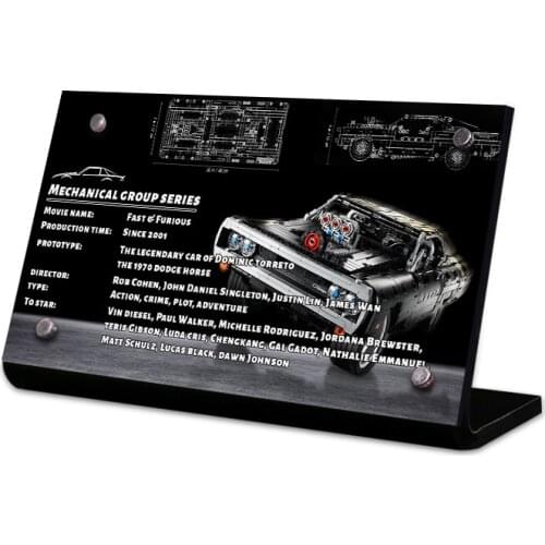 Acrylic display stand brand for Doms Dodge Charger Technic Race Car 42111 building blocks
