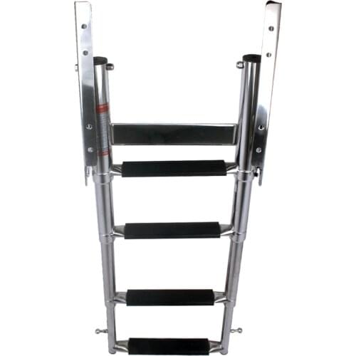 Boat accessories marine 4 Step Under Platform Boat Ladder Stainless Steel Boarding Telescoping Ladder