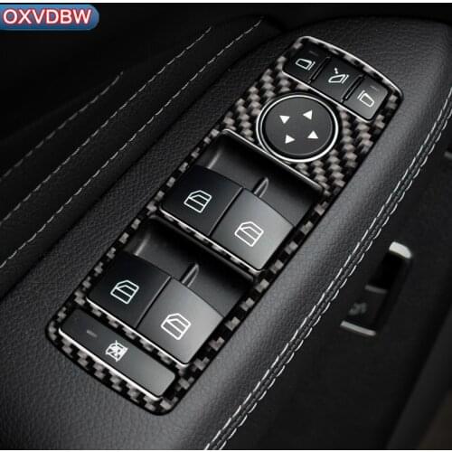 Interior Car Door Buttons Panel Carbon Fiber Auto Stickers Covers For Mercedes w204 w212 A/B/C/E Class GLE GLA ML GL Accessories