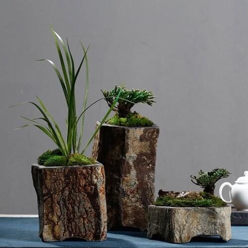 Natural Style Basalt Vase for Hydroponics Plants Stone Pot Dried Flower Crafts Home Table Decoration 3 Size