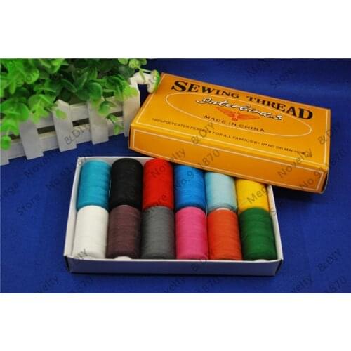 Free Shipping 12 Color Mix 400yards/pcs 12pcs/lot 100% polyester Perfect for all Fabrics by hand or machine Sewing thread ds659