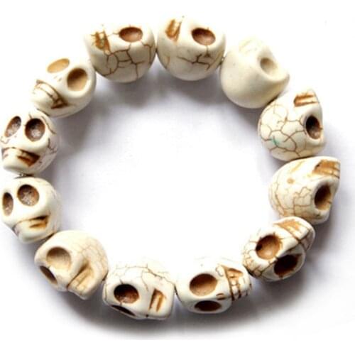 STANYA Beige Skull Bracelets Stretch Cords Bracelet Jewelry New Fashion Designer Elastic Rope Pulseras Wholesale Lot Bijoux